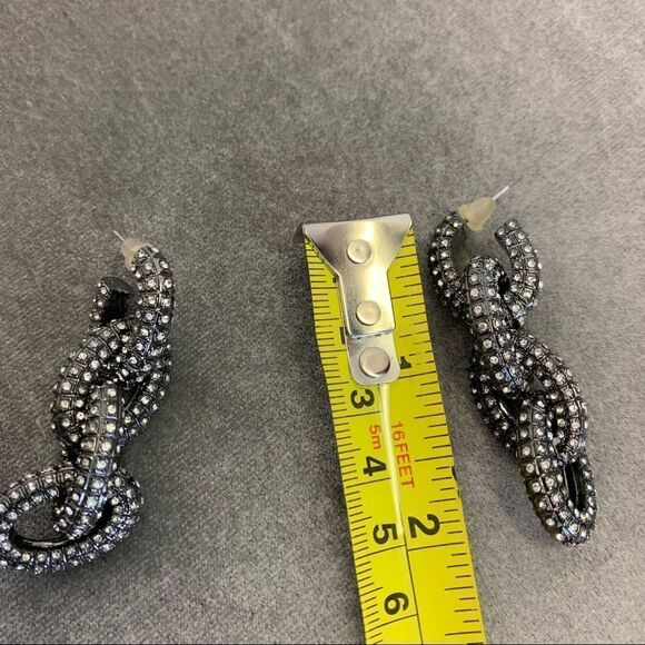 BEBE Chrome rhinestone chain-link dangling earrings - Picture 5 of 6